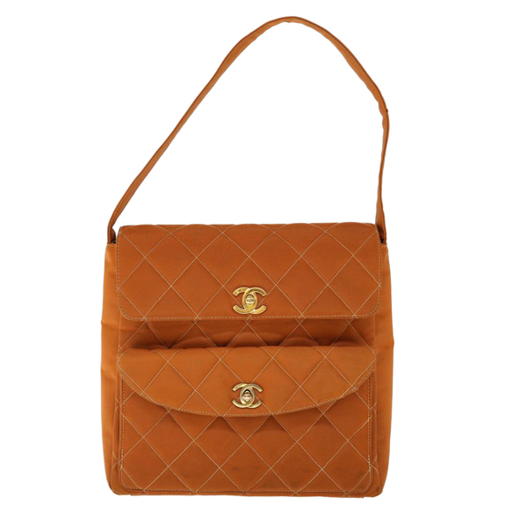 CHANEL Matelasse Shoulder Bag Nylon Brown CC Auth 60924A - Picture 13 of 16